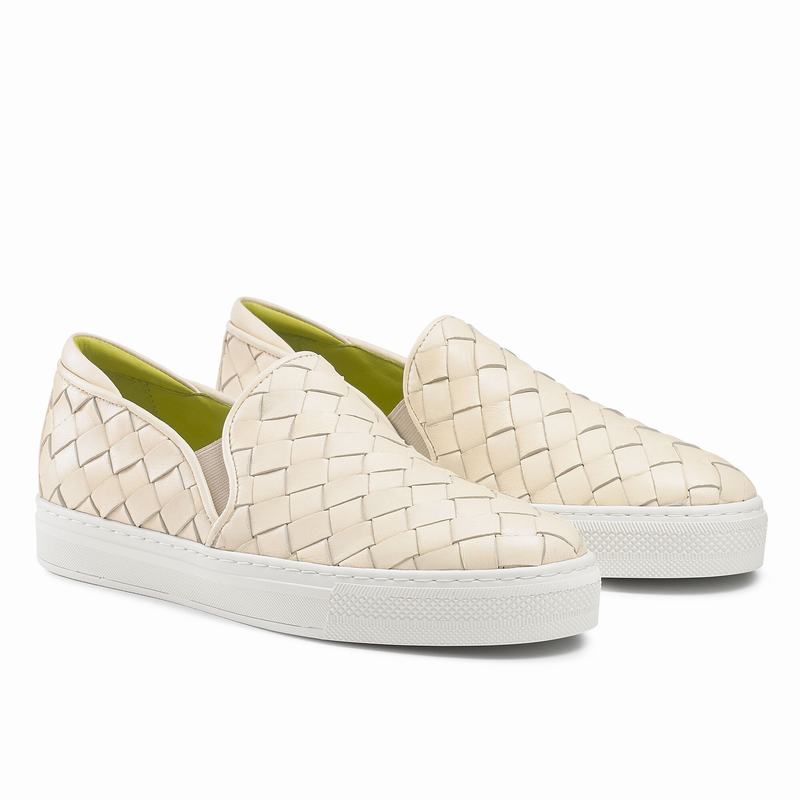Trampki Slip On Russell And Bromley Jenna Damskie Kremowe Białe | RPX136WH