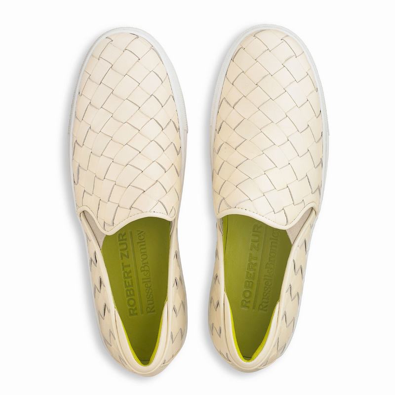 Trampki Slip On Russell And Bromley Jenna Damskie Kremowe Białe | RPX136WH