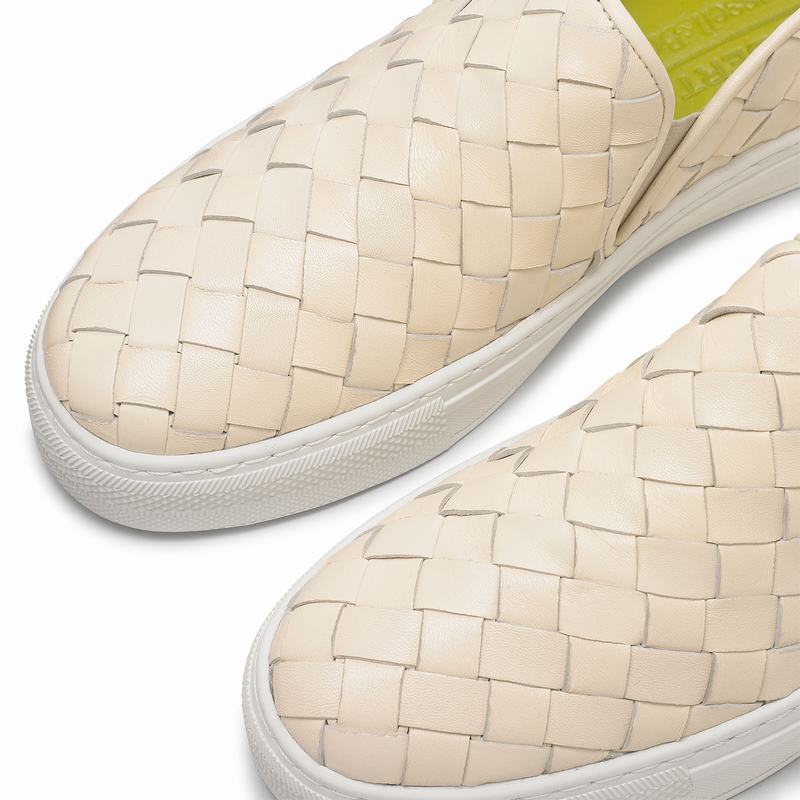 Trampki Slip On Russell And Bromley Jenna Damskie Kremowe Białe | RPX136WH