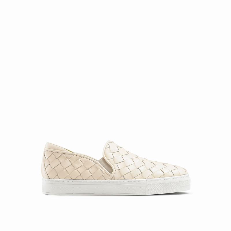 Trampki Slip On Russell And Bromley Jenna Damskie Kremowe Białe | RPX136WH