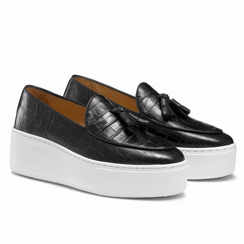 Trampki Slip On Russell And Bromley Moc Up Damskie Czarne | MNJ7259PD