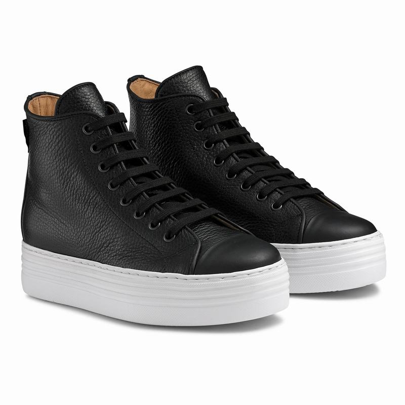 Trampki Wysokie Russell And Bromley Saturn Hi Damskie Czarne | XLP304HB