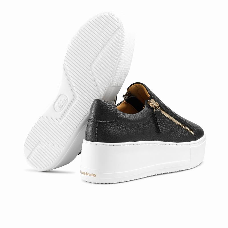 Trampki na Platformie Russell And Bromley Doublepark Damskie Czarne | APW6055PP