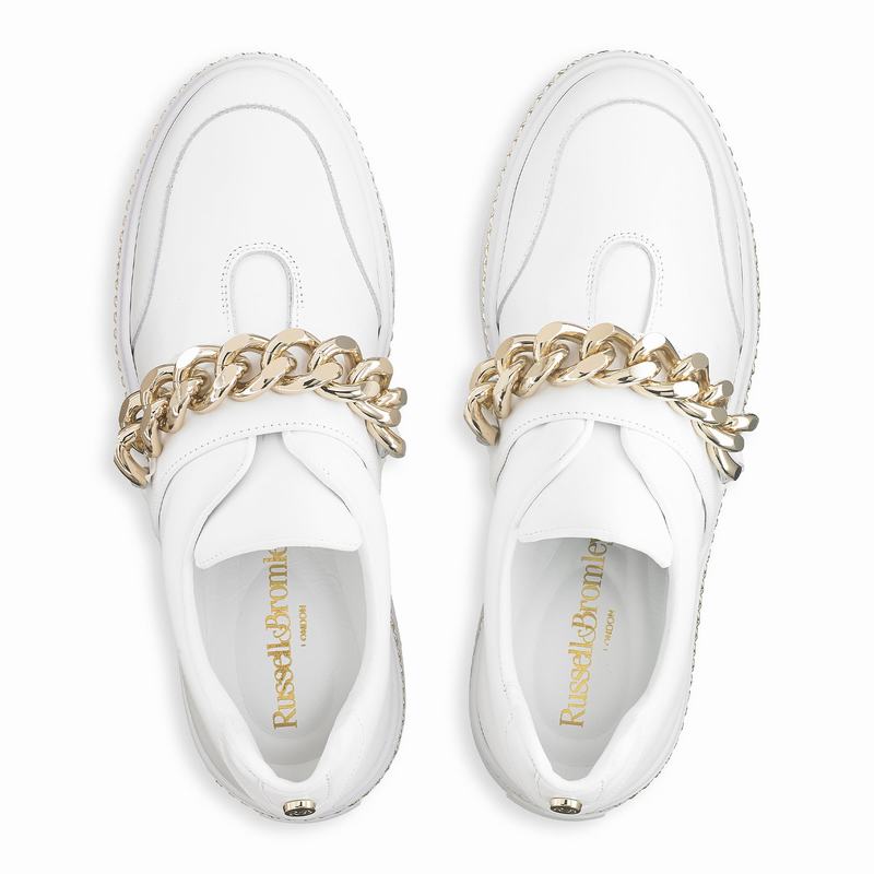 Trampki na Platformie Russell And Bromley Lockchain Damskie Białe | CKM8797PH