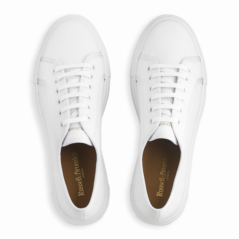 Trampki na Platformie Russell And Bromley High Bar Damskie Białe | DZL1894WA