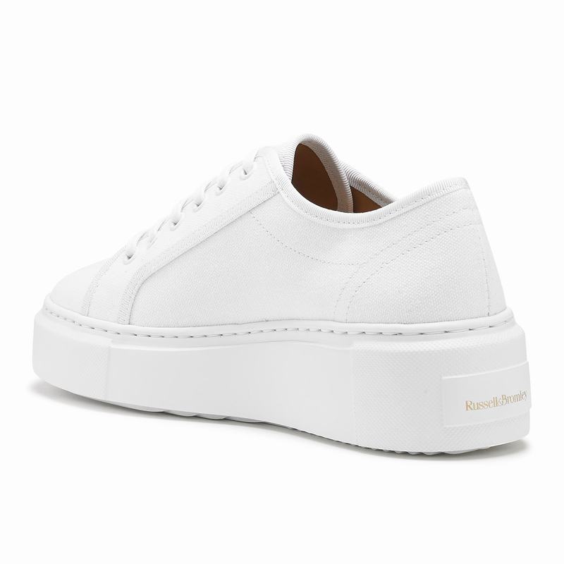 Trampki na Platformie Russell And Bromley High Bar Damskie Białe | DZL1894WA