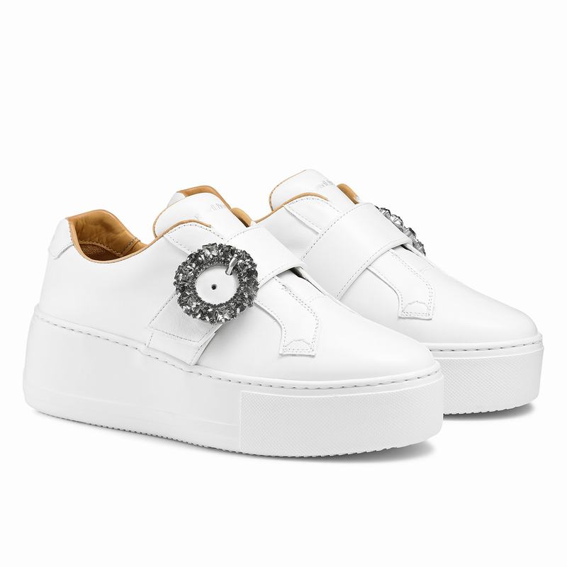 Trampki na Platformie Russell And Bromley Park Gem Damskie Białe | ESV4420YQ