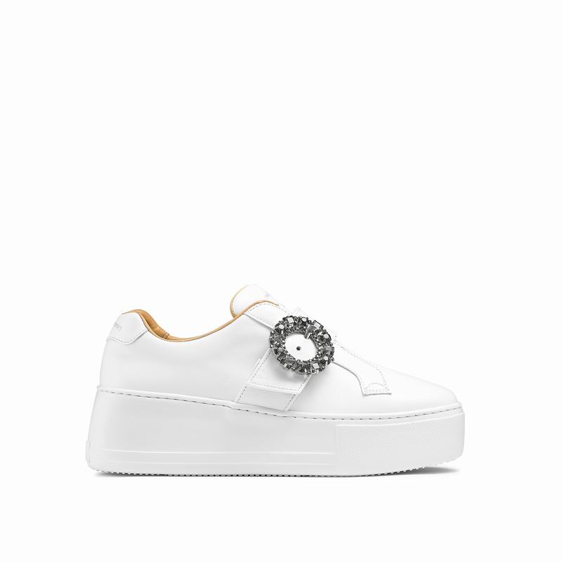 Trampki na Platformie Russell And Bromley Park Gem Damskie Białe | ESV4420YQ