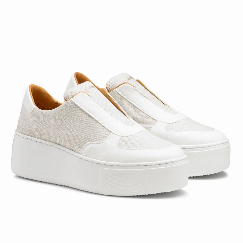 Trampki na Platformie Russell And Bromley Park Ave Damskie Kremowe Białe | TMT2018DL