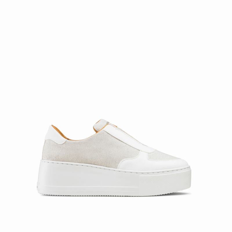 Trampki na Platformie Russell And Bromley Park Ave Damskie Kremowe Białe | TMT2018DL