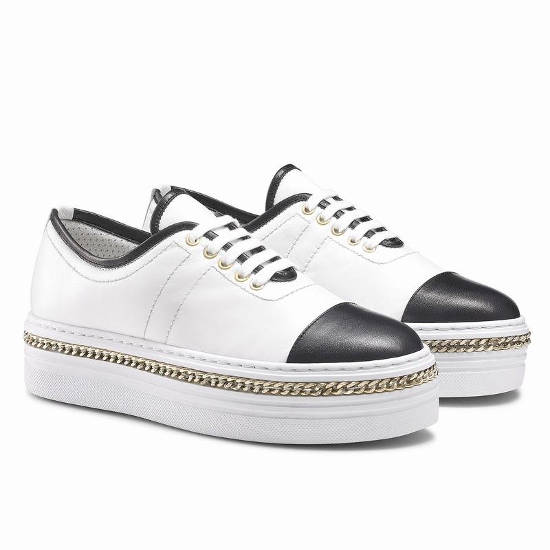 Trampki na Platformie Russell And Bromley Chainline Damskie Białe | VXZ5891BF