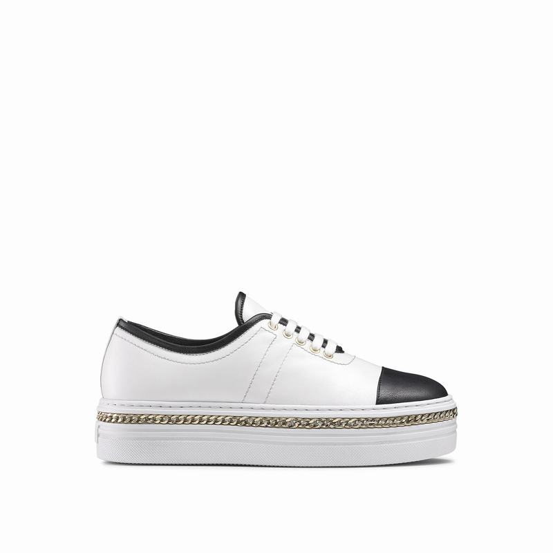Trampki na Platformie Russell And Bromley Chainline Damskie Białe | VXZ5891BF
