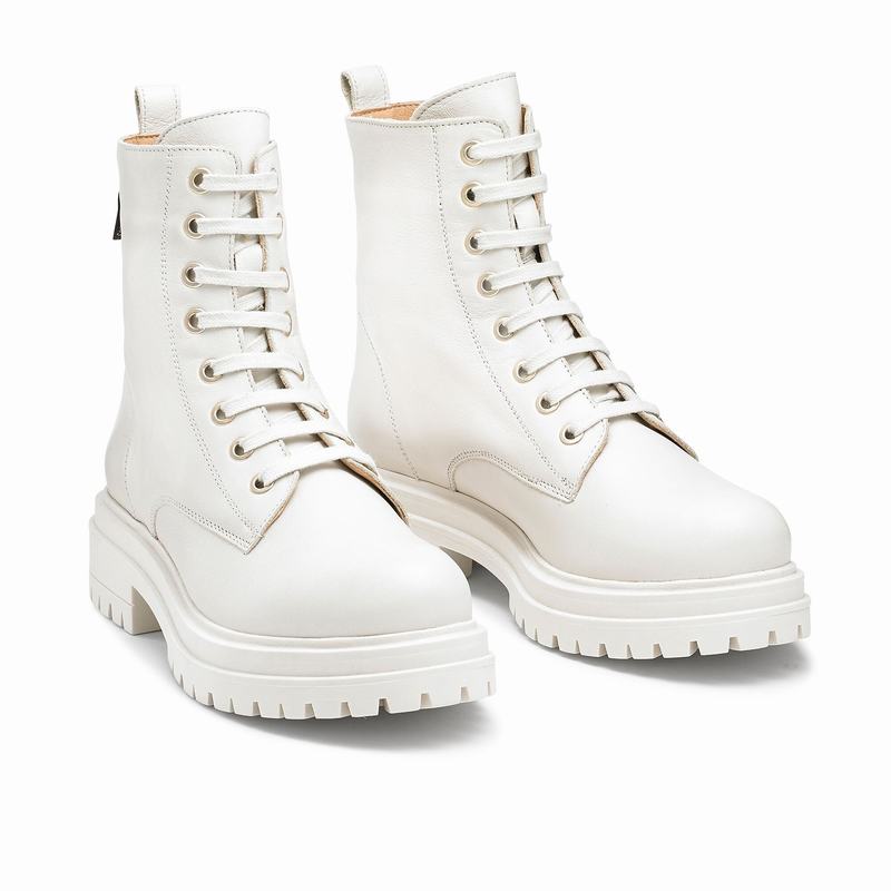 Trzewiki Russell And Bromley Combat Damskie Białe | RAB7268PR