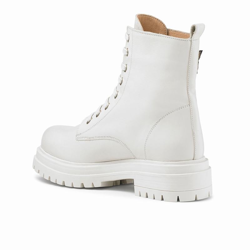 Trzewiki Russell And Bromley Combat Damskie Białe | RAB7268PR