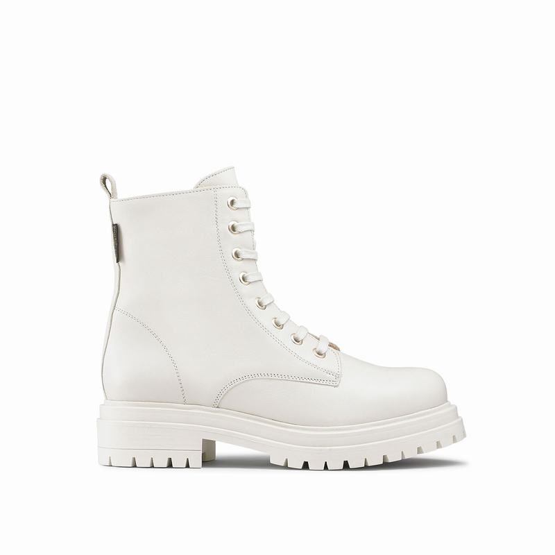 Trzewiki Russell And Bromley Combat Damskie Białe | RAB7268PR