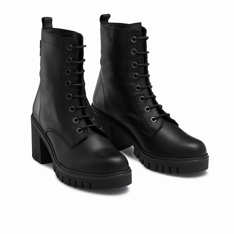 Trzewiki Russell And Bromley Combat Hi Damskie Czarne | BEJ5129NH