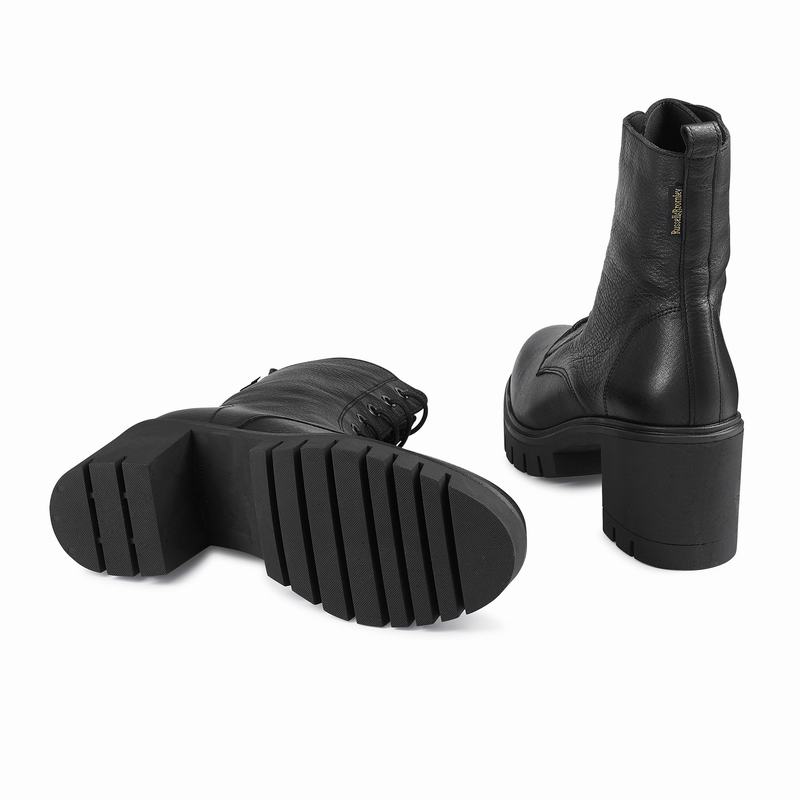 Trzewiki Russell And Bromley Combat Hi Damskie Czarne | BEJ5129NH