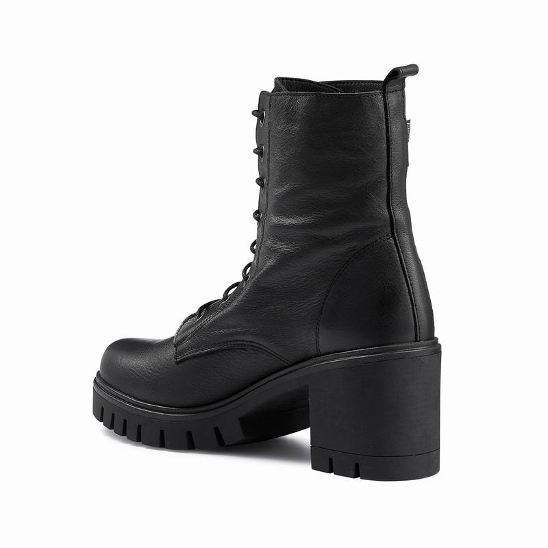 Trzewiki Russell And Bromley Combat Hi Damskie Czarne | BEJ5129NH