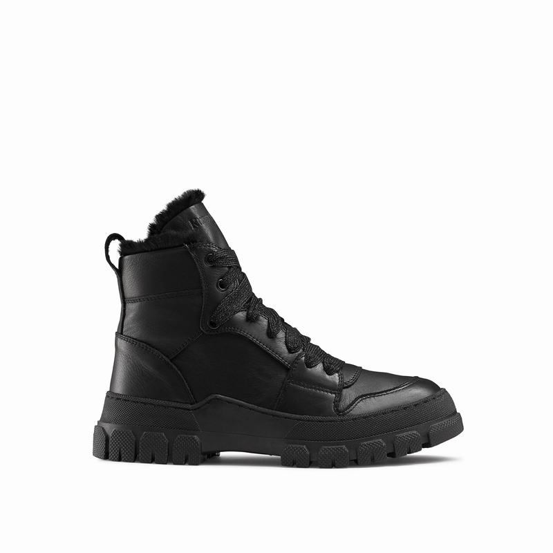 Kozaki Sznurowane Russell And Bromley Glacier Damskie Czarne | SDG6237TN