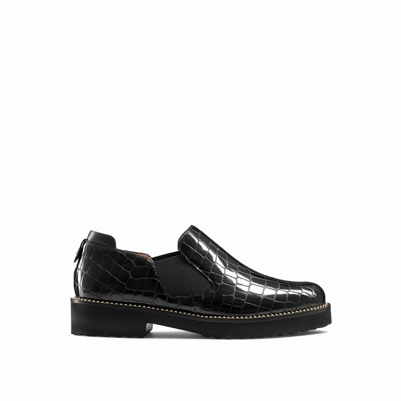 Mokasyny Russell And Bromley Grid Damskie Czarne | ZMD7399TK