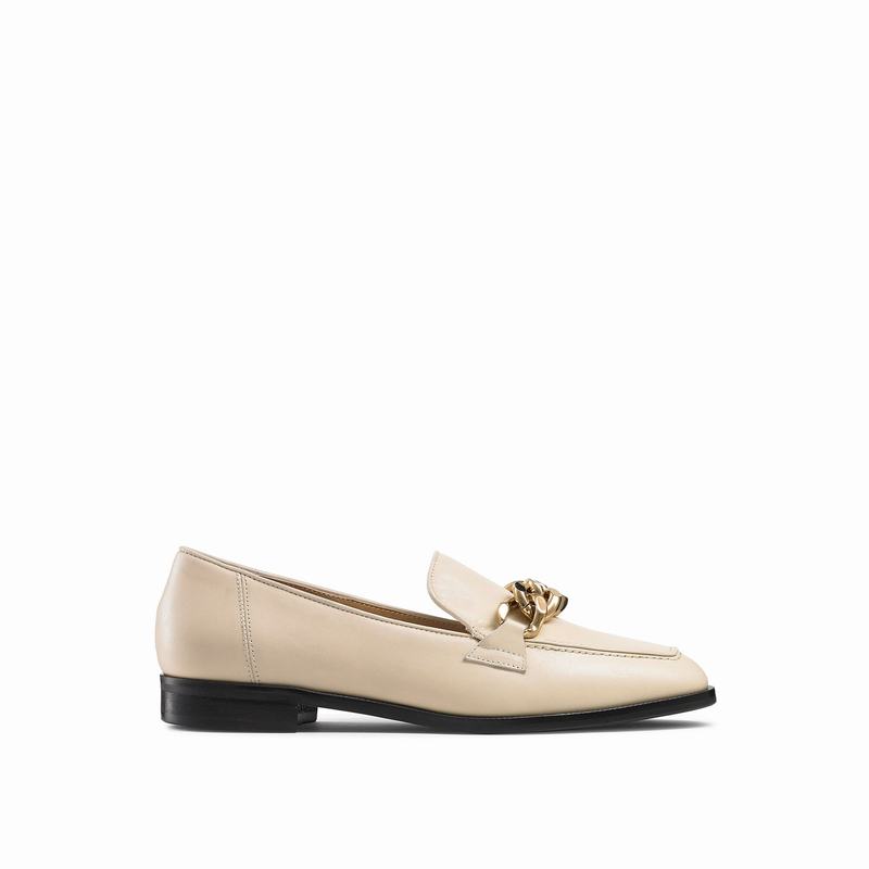 Mokasyny Russell And Bromley Keychain Damskie Kremowe Białe | CON9210YR