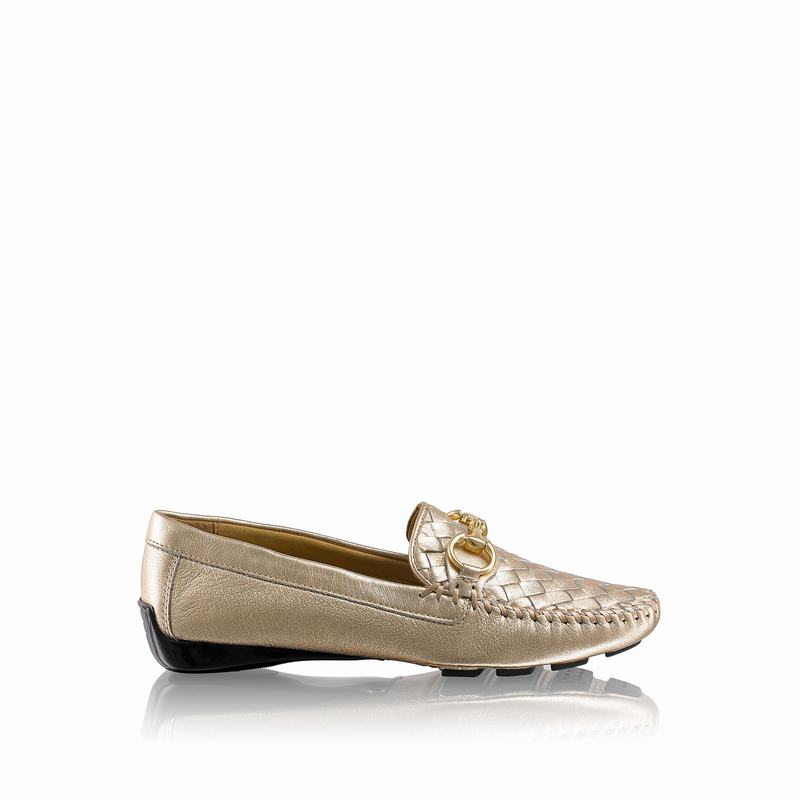 Mokasyny Russell And Bromley Perlata Damskie Metallic | FXU3992SE