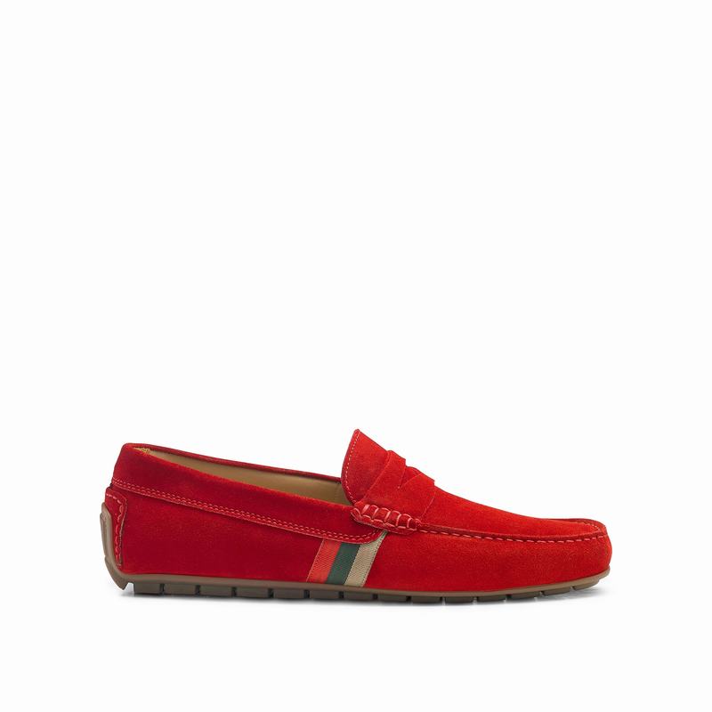 Mokasyny Russell And Bromley Soft Wear Męskie Czerwone | JYJ7294LL