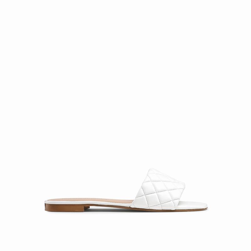 Mules Buty Russell And Bromley Quiltmule Damskie Białe | LTU3865NJ