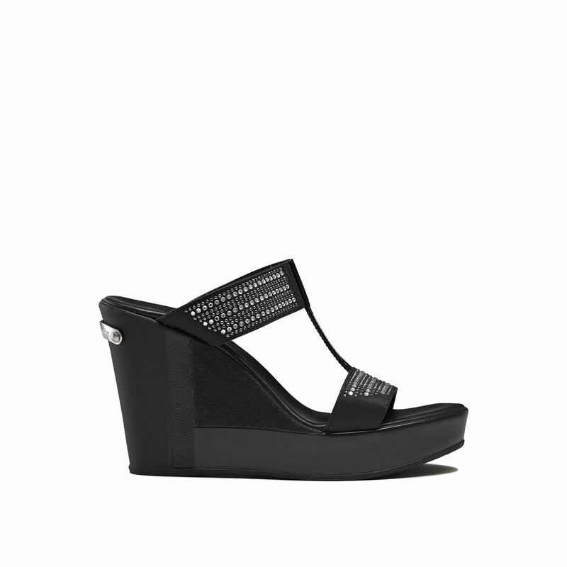 Sandały na Koturnie Russell And Bromley Stellamid Damskie Czarne | WHT654BE