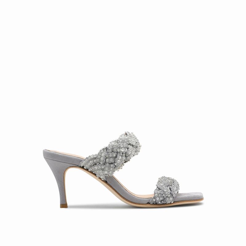 Sandały na Obcasie Russell And Bromley Be Jewel Damskie Szare | CBJ6621TC