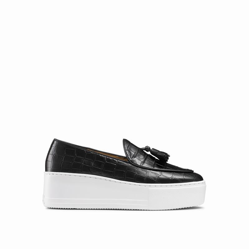 Trampki Slip On Russell And Bromley Moc Up Damskie Czarne | MNJ7259PD