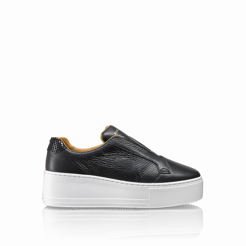 Trampki na Platformie Russell And Bromley Park Up Damskie Czarne | KNM1677FG