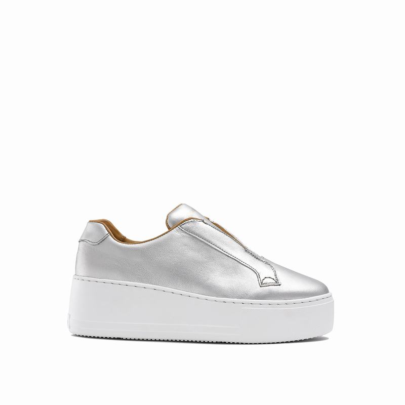 Trampki na Platformie Russell And Bromley Park Up Damskie Srebrne | TWE3678IH
